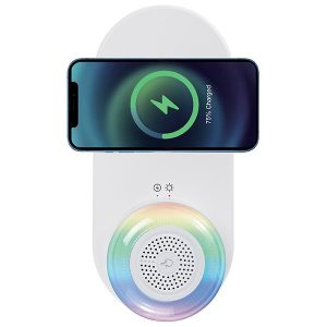 מטען אלחוטי מהיר 15W משולב עם רמקול Bluetooth ומנורת לילה