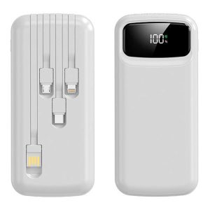 פאוור בנק סוללת גיבוי 20,000 mAh הכולל 4 כבלים נשלפים וצג דיגיטלי
